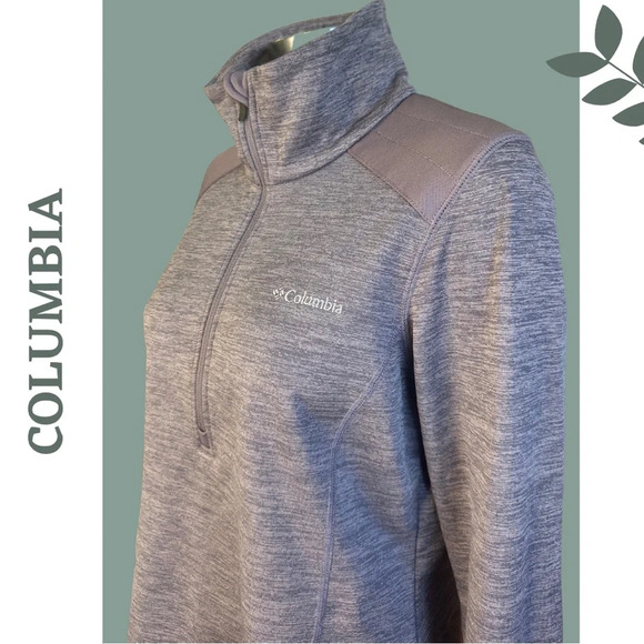 Columbia Fleece Hoodie 1/4 Zipper Front Shoulder Conteast Overlay Purple Small - Picture 6 of 7